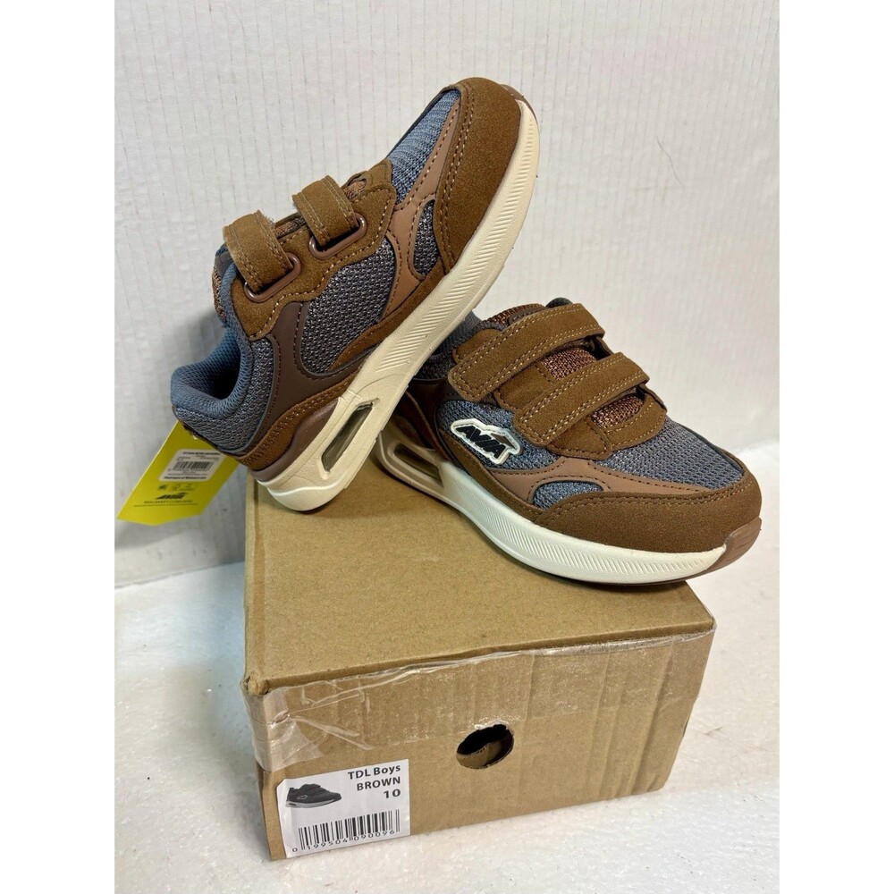Avia BTA V46 Unisex Kids Sneakers 10 Brown/Gray Hook & Loop Memory Foam